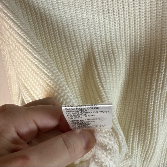 Poof Apparel Women's V-Neck Sweater in Off White - Picture 10 of 10